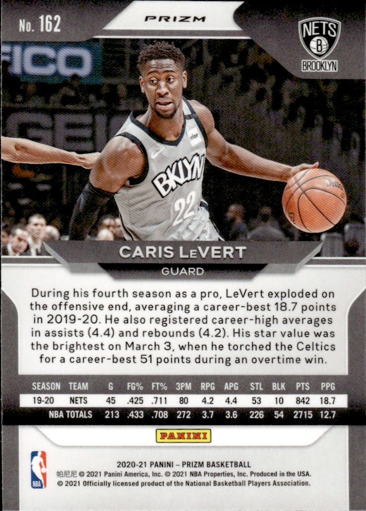 2020-21 Panini Prizm Basketball Prizm Silver #162 Caris LeVert - Brooklyn Nets