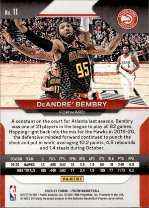 2020-21 Panini Prizm Basketball - Base #11 DeAndre Bembry - Atlanta Hawks