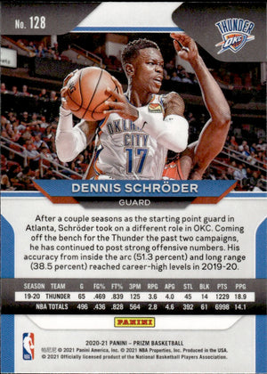 2020-21 Panini Prizm Basketball - Base #128 Dennis Schroder - Oklahoma Thunder