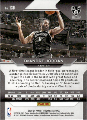 2020-21 Panini Prizm Basketball - Base #130 DeAndre Jordan - Brooklyn Nets