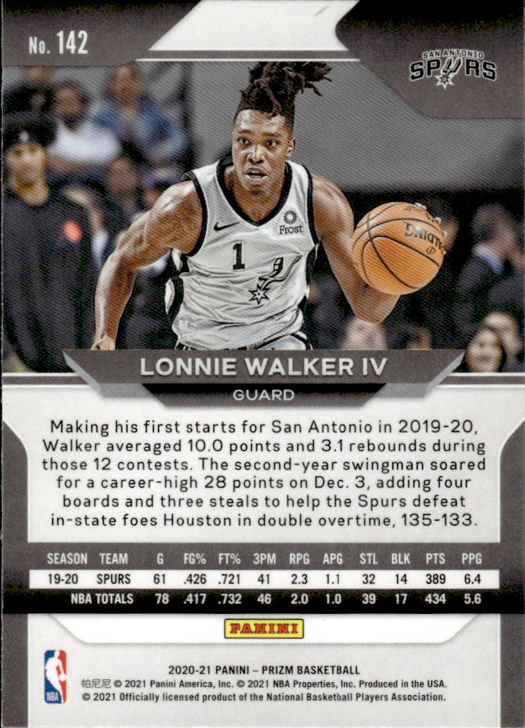 2020-21 Panini Prizm Basketball - Base #142 Lonnie Walker IV - San Antonio Spurs