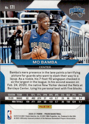 2020-21 Panini Prizm Basketball - Base #171 Mo Bamba - Orlando Magic