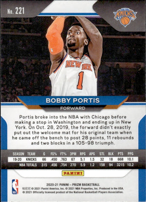 2020-21 Panini Prizm Basketball - Base #221 Bobby Portis - New York Knicks