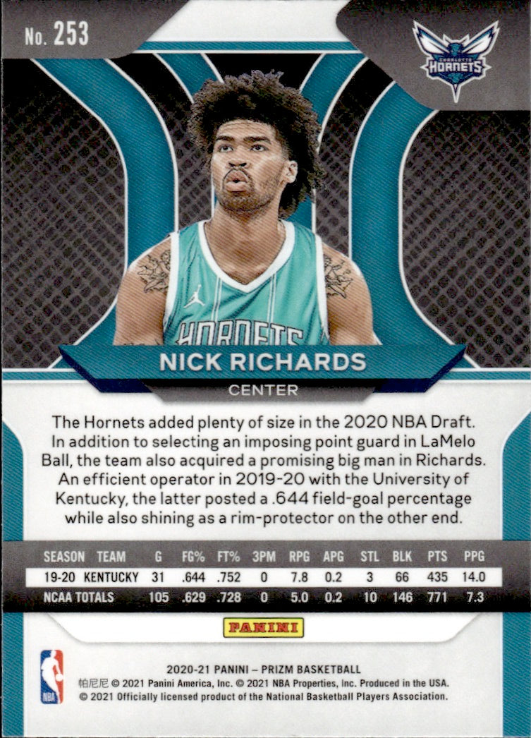 2020-21 Panini Prizm Basketball - Base #253 Nick Richards - Charlotte Hornets