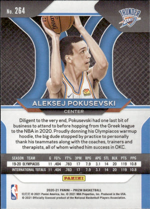 2020-21 Panini Prizm Basketball - Base #264 Aleksej Pokusevski - Oklahoma Thunder