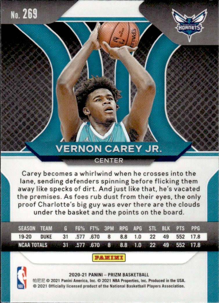 2020-21 Panini Prizm Basketball - Base #269 Vernon Carey Jr. Charlotte Hornets