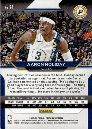 2020-21 Panini Prizm Basketball - Base #74 Aaron Holiday - Indiana Pacers