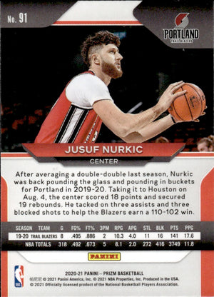 2020-21 Panini Prizm Basketball #91 Jusuf Nurkic - Portland Trial Blazers