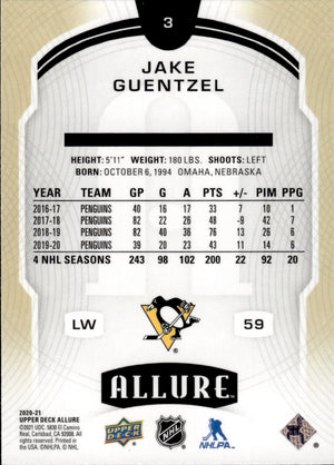 2020-21 Upper Deck Allure Hockey - Base #3 Jake Guentzel - Pittsburgh Penguins