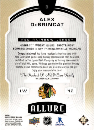 2020-21 Upper Deck Allure Hockey Red Ranbow Jersey #9 Alex DeBrincat - Chicago Blackhawks