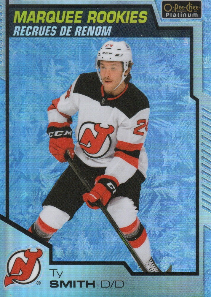 2020-21 Upper Deck O-Pee-Chee Platinum Hockey - Base - Marquee Rookies - Arctic Freeze /99 #193 Ty Smith - New Jersey Devils