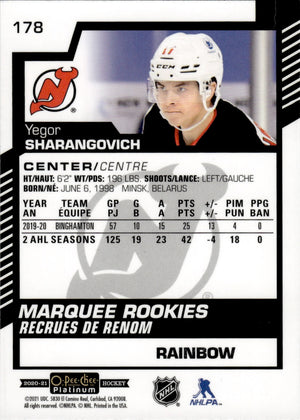 2020-21 Upper Deck O-Pee-Chee Platinum Hockey - Base - Marquee Rookies - Rainbow #178 Yegor Sharangovich - New jersey Devils