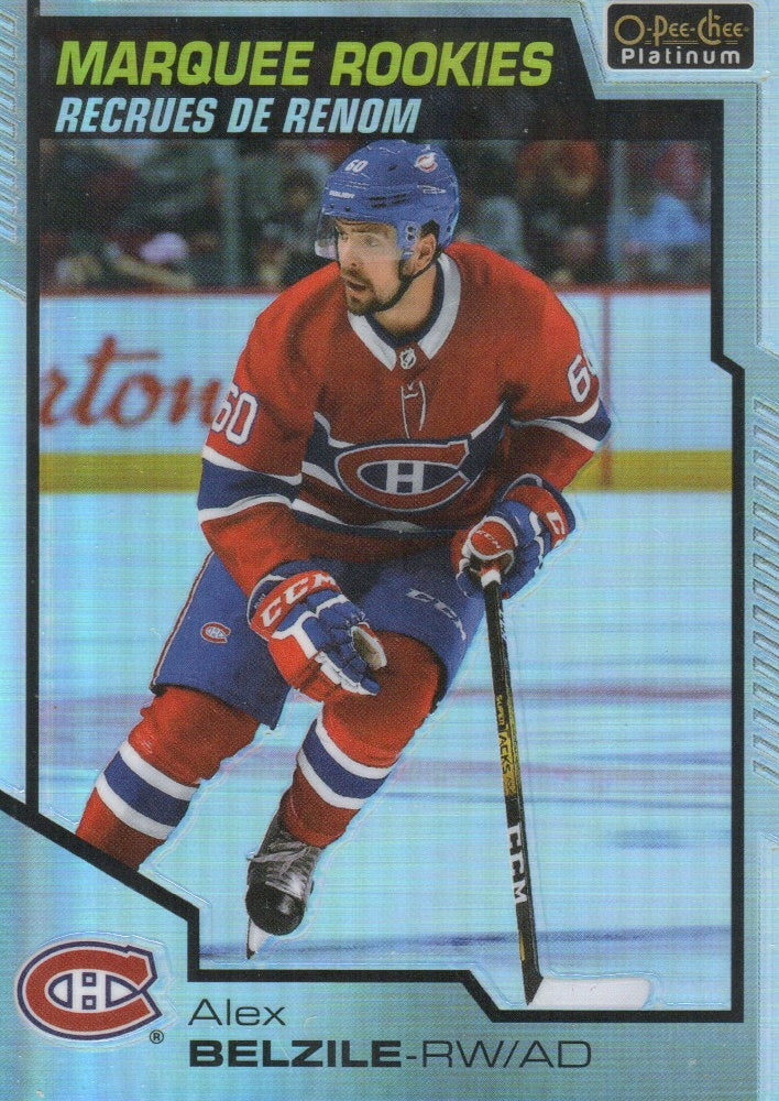 2020-21 Upper Deck O-Pee-Chee Platinum Hockey - Base - Marquee Rookies - Rainbow #187 Alex Belzile - Montreal Canadiens