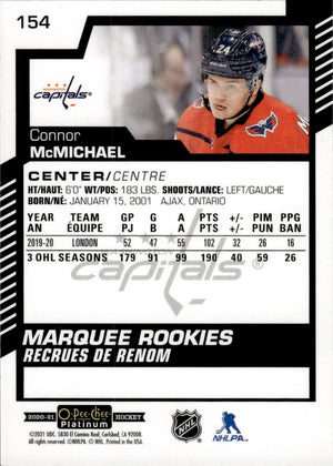 2020-21 Upper Deck O-Pee-Chee Platinum Hockey - Base - Marquee Rookies #154 Connor McMichael - Washington Capitals