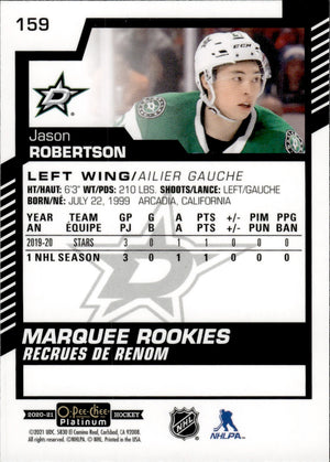 2020-21 Upper Deck O-Pee-Chee Platinum Hockey - Base - Marquee Rookies #159 Jason Robertson - Dallas Stars