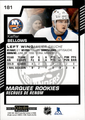 2020-21 Upper Deck O-Pee-Chee Platinum Hockey - Base - Marquee Rookies #181 Kieffer Bellows - New York Islanders