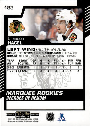 2020-21 Upper Deck O-Pee-Chee Platinum Hockey - Base - Marquee Rookies #183 Brandon Hagel - Chicago Blackhawks