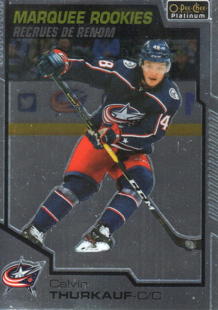 2020-21 Upper Deck O-Pee-Chee Platinum Hockey - Base - Marquee Rookies #186 Calvin Thurkauf - Columbus Blue Jackets