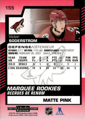 2020-21 Upper Deck O-Pee-Chee Platinum Hockey - Base - Matte Pink #155 Victor Soderstrom - Arizona Coyotes