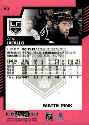 2020-21 Upper Deck O-Pee-Chee Platinum Hockey - Base - Matte Pink #93 Alex Iafallo - Los Angles Kings