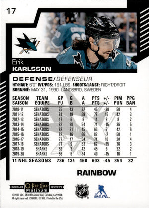 2020-21 Upper Deck O-Pee-Chee Platinum Hockey - Base - Rainbow #17 Erik Karlsson - San Jose Sharks