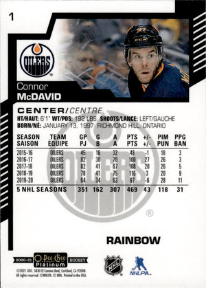 2020-21 Upper Deck O-Pee-Chee Platinum Hockey - Base - Rainbow #1 Connor McDavid - Edmonton Oilers