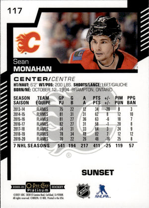 2020-21 Upper Deck O-Pee-Chee Platinum Hockey - Base - Sunset #117 Sean Monahan - Calgary Flames