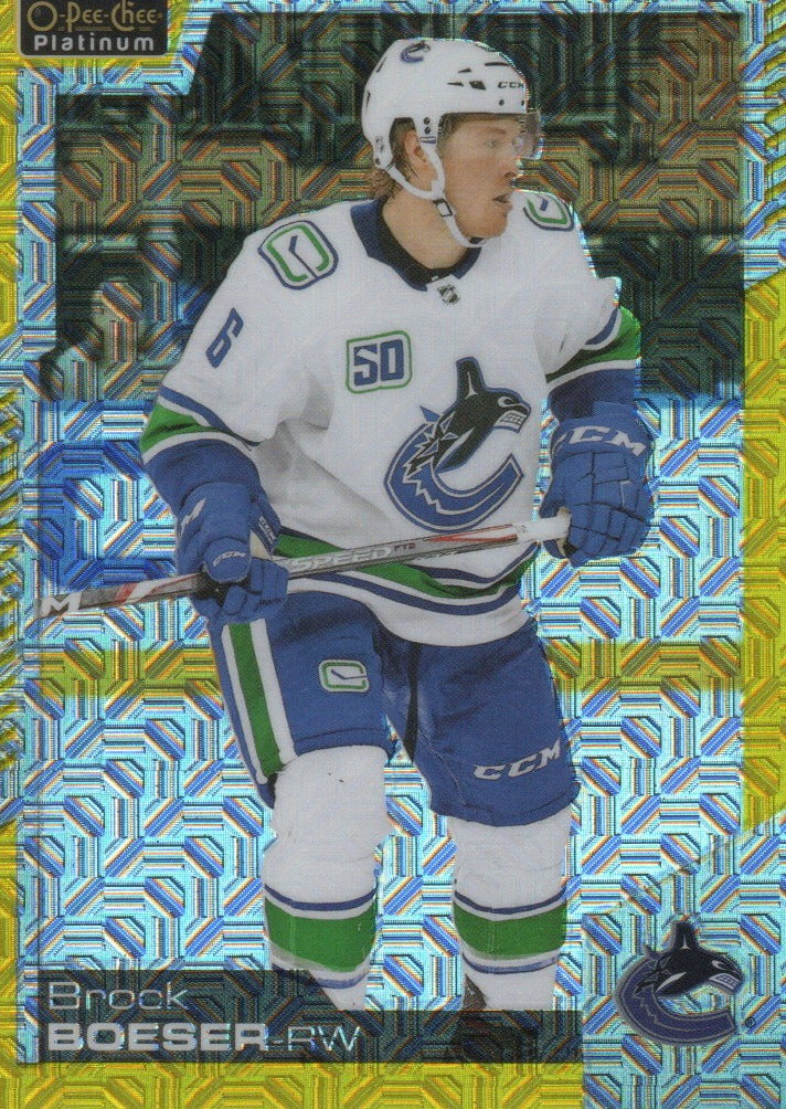 2020-21 Upper Deck O-Pee-Chee Platinum Hockey - Base - Yellow Traxx /249 #126 Brock Boeser - Vancouver Canucks