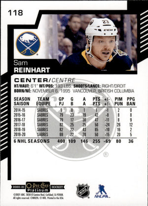 2020-21 Upper Deck O-Pee-Chee Platinum Hockey - Base #118 Sam Reinhart - Buffalo Sabres