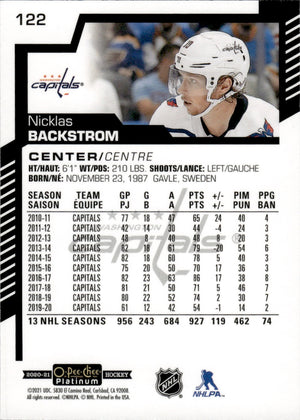 2020-21 Upper Deck O-Pee-Chee Platinum Hockey - Base #122 Nicklas Backstrom - Washington Capitals