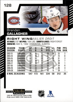 2020-21 Upper Deck O-Pee-Chee Platinum Hockey - Base #128 Brendan Gallagher - Montreal Canadiens