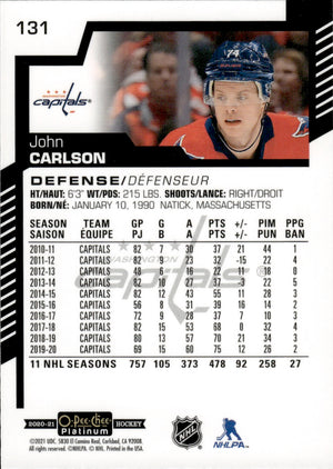 2020-21 Upper Deck O-Pee-Chee Platinum Hockey - Base #131 John Carlson - Washington Capitals