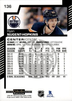 2020-21 Upper Deck O-Pee-Chee Platinum Hockey - Base #136 Ryan Nugent-Hopkins - Edmonton Oilers