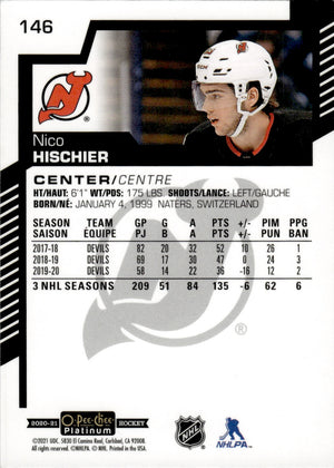 2020-21 Upper Deck O-Pee-Chee Platinum Hockey - Base #146 Nico Hischier - New Jersey Devils