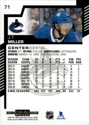 2020-21 Upper Deck O-Pee-Chee Platinum Hockey - Base #71 J.T. Miller - Vancouver Canucks