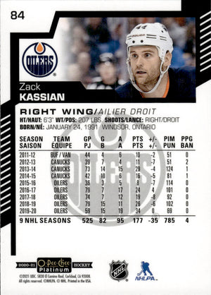 2020-21 Upper Deck O-Pee-Chee Platinum Hockey - Base #84 Zack Kassian - Edmonton Oilers