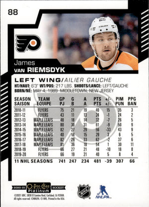 2020-21 Upper Deck O-Pee-Chee Platinum Hockey - Base #88 James Van Riemsdyk - Philadelphia Flyers