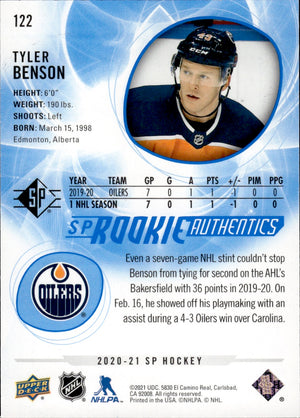 2020-21 Upper Deck SP Hockey Rookie #122 Tyler Benson - Edmonton Oilers