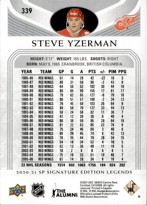 2020-21 Upper Deck SP Signature Edition Legends - Base #339 Steve Yzerman - Detroit Redwings