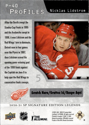 2020-21 Upper Deck SP Signature Edition Legends - Profiles #P-40 Nicklas Lidstrom - Detroit Redwings