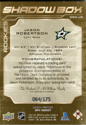 2020-21 Upper Deck SPX Hockey - Shadow Box - Rookies #SBA-JR Jason Robertson - Dallas Stars