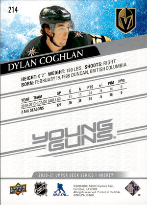 2020-21 Upper Deck Series 1 Hockey - Base - Young Guns #214 Dylan Coghlan - Vegas Golden Knights