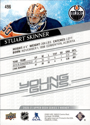 2020-21 Upper Deck Series 2 Hockey - Base - Young Guns #496 Stuart Skinner - Edmonton Oilers