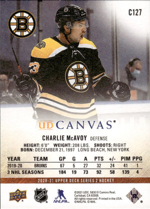 2020-21 Upper Deck Series 2 Hockey - UD Canvas #C127 Charlie McAvoy - Boston Bruins