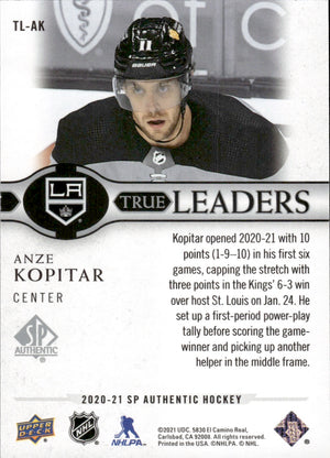 2020-21 Upper Deck Sp Authentic Hockey True Leaders #TL-AK Anze Kopitar - Los Angeles Kings