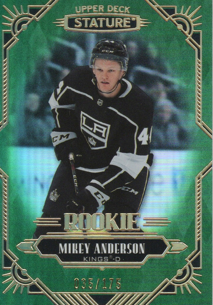 2020-21 Upper Deck Stature Hockey - Base - Green - Rookie /175 #166 Mikey Anderson - Los Angeles Kings