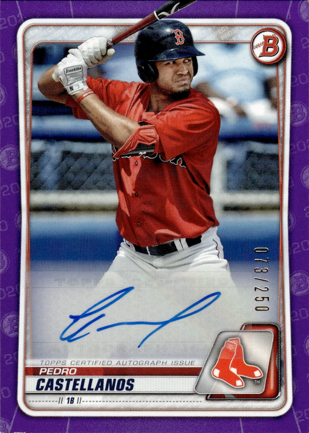 2020 Bowman Auto /250 #PA-PC Pedro Castellanos - Boston Red Sox - Front