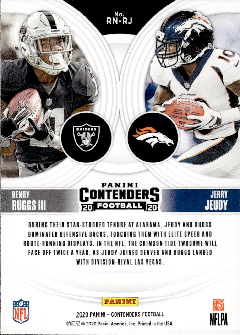 2020 Panini Contenders Football Round Numbers #RN-RJ Henry Ruggs II Las Vegas Raiders - Jerry Jeudy Denver Broncos