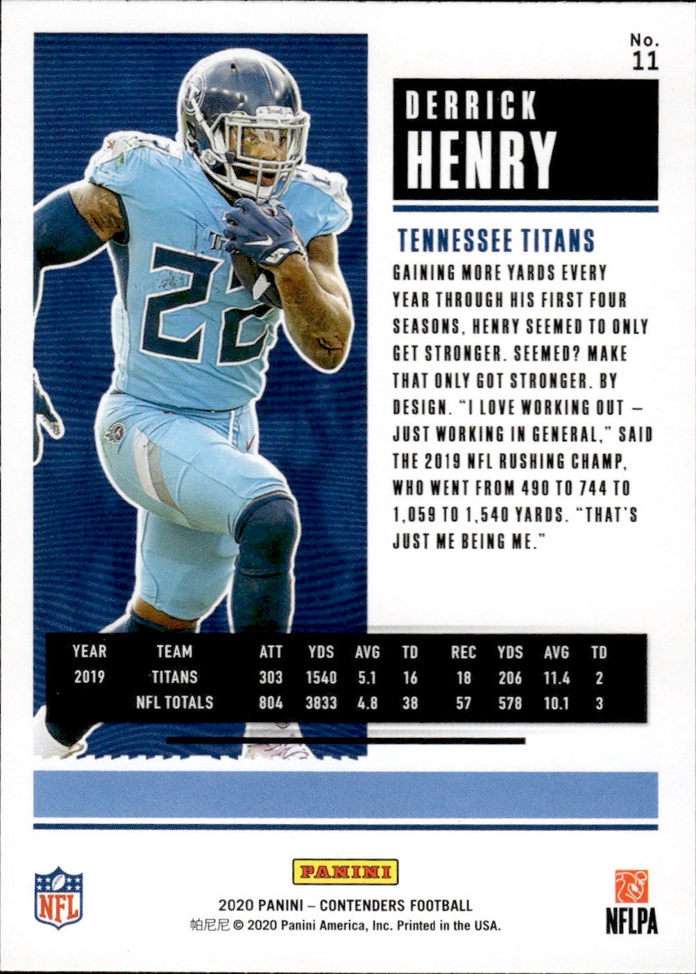 2020 Panini Contenders Football #11 Derrick Henry - Tennessee Titans