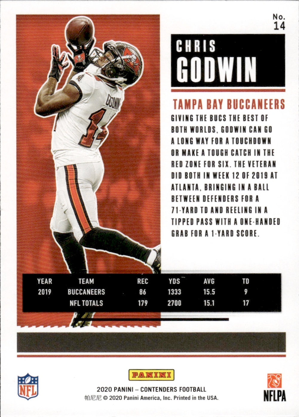 2020 Panini Contenders Football #14 Chris Goodwin - Tampa Bay Buccaneers